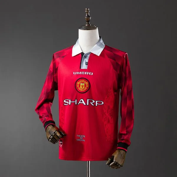 Camiseta de fútbol Manchester United 1996/97 LOCAL MANGA LARGA VERSION FAN